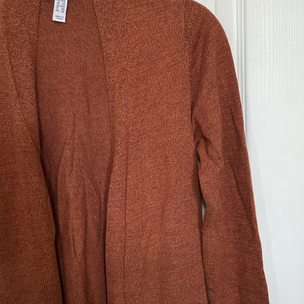 Denim & Company Auburn Copper Long Sleeve Knit Open Duster Sweater Cardigan - Picture 7 of 10